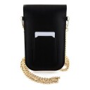 Sourcing Hello Kitty Handbag Hkowbpghdlmk Black/Black Leather Metal Logo Chain