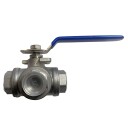 3 Way Ball Valve 1/2 BSP T-stykke 1/2" BSP. Rustfritt stål