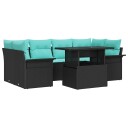vidaXL Hagesofa Set 7 stk. Svart [Syntetisk]: Poly Rattan