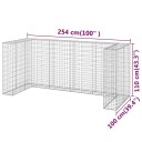 vidaXL Gabion for søppeldunkskur galvanisert stål 254x100x110 cm