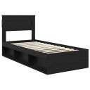  Sengestamme med madrass med skuff Svart 90 x 200 cm Massiv furu