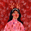 Modern abstract Christmas portrait woman Plakat Plakat / 30x30cm