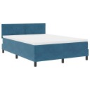  Box Spring Seng med Madrass & LED Mørk Blå 140x200 cm Fløyel