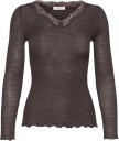 Rosemunde Rwburlington Wool Ls V Neck Lace T Shirt   MOLE   S