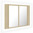 vidaXL LED-speilskap til baderom sonoma eik 60x12x45 cm