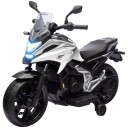 Hvit 12V elektrisk motorsykkel for barn med MP3 og LED