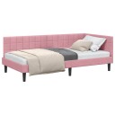  Hjørnesengramme med hodegjerde Rosa 90 cm x 190 cm Fløyel