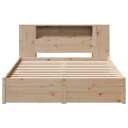  Seng med bokhylle uten madrass 140x200 cm heltre furu 3322359