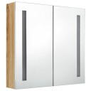 vidaXL LED-speilskap til bad hvit og eik 62x14x60 cm