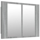 vidaXL Speilskap med LED grå eik 60x12x45 cm konstruert tre