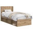  Sengramme med oppbevaring og hodegavl Artisan eik 90 x 190 cm