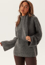 Selected Slflulu Ls Bow Knit Grey S