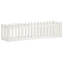 Plantekasse med gjerdedesign hvit 200x50x50 cm heltre furu