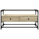  TV-benk med glasstopp grå sonoma 98x35x51 cm konstruert tre 846065