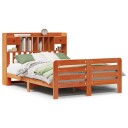  Seng med bokhylle uten madrass voksbrun 140x190 cm heltre furu 8721158411662