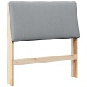  Polstret sengegavl Lysegrå 90 cm Massiv furu