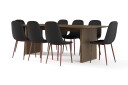 Bark Richeto Spisebord Røkt Eik 240 cm valnøtt + 8 stk Naira stol svart med valnøttben   Brun/Svart