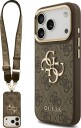 GUESS 4G Big 4G Classic Logo Big Strap Metal Buttons Case for iPhone 17 Pro - Brown