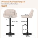 Justerbare svingbare barkrakker sett med 2 – beige polstrede seter
