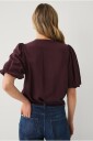 Ellos Collection   Bluse med puffermer   Brun