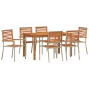 7 delt hage spisestue beige poly rattan akasie