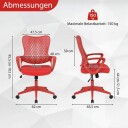 Ergonomisk kontorstol justerbar rygg i netting rød