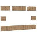  TV benk sett Veggmontert 8 pcs artisan eik Konstruert tre