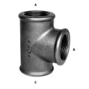 Sort T-rør 3/4" x 1" x 3/4"