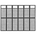 vidaXL Romdeler/espalier 6 paneler heltre svart 242,5x180 cm