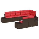 vidaXL Hagesofa Set 8 stk. Brun og rød Poly rattan