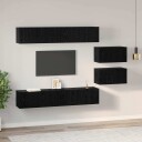  TV benksett Veggmontert 6 pcs Svart Eik 80 x 30 x 30.5 cm Liten