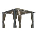 vidaXL Paviljong med gardin og LED-strenglys 3x3 m gråbrun aluminium