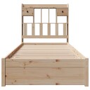  Seng med bokhylle uten madrass 90x190 cm heltre furu 8721158611925