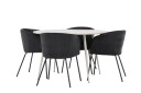 Venture Home Plaza Spisegruppe 120 cm Rund med 4 Berit stoler Beige/Sort