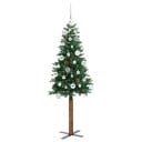  Slim juletre med 150 LED grønn 150 cm PVC og Massivt Furu tre