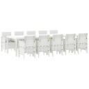  11 Deler Hage Spisegruppe med Puter Hvit Poly Rattan