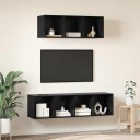  TV benk sett 2 pcs Svart eik 37 x 37 x 142.5 cm Konstruert tre