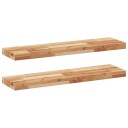  Flytende hyller 2 stk 100x20x4 cm oljebehandlet heltre akasie