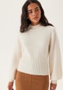Bubbleroom Volume Sleeve Knitted Sweater Cream XL