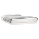 vidaXL Sengeramme med LED hvit 200x200 cm heltre