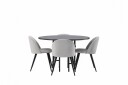 Venture Home Copenhagen Spisegruppe 115 cm Rund med 4 Velvet Stoler Grå