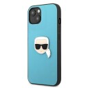 Karl Lagerfeld Mobildeksel i Lær til iPhone 13 Mini med Ikonik Metalllogo - Blå