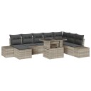  Hagesofa Set 9 pcs Lysegrå Polyrotting og pulverlakkert stål