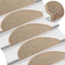 vidaXL Selvklebende trappematter sisal 15 stk 65x21x4 cm mørk beige