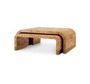 Quinton Coffee Table Light Brown Mappa Burl Set of 3