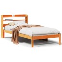  Sengeramme med hodegavl voksbrun 100x200 cm heltre furu 3306557
