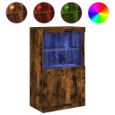 vidaXL Skjenk med LED-lys røkt eik 60,5x37x100 cm