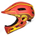 Wozinsky Fullface Barnesykkelhjelm med USB-baklys - 52-56 cm - R??d/Gul