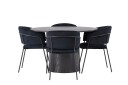 Venture Home Lanzo Matgruppe 120 cm Rund med 4 Selma Stoler Sort
