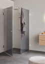 Hafa Infinity Lace Dusjhjørne, Dør/Vegg 90X80 cm, Vendbar, Krom/Lace Glass